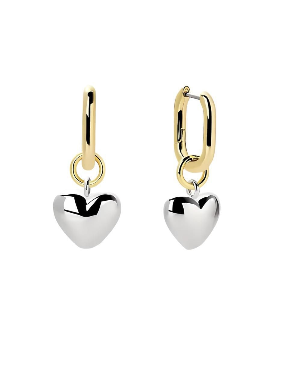 Aretes de corazón de plata P 925 con acabado brillante