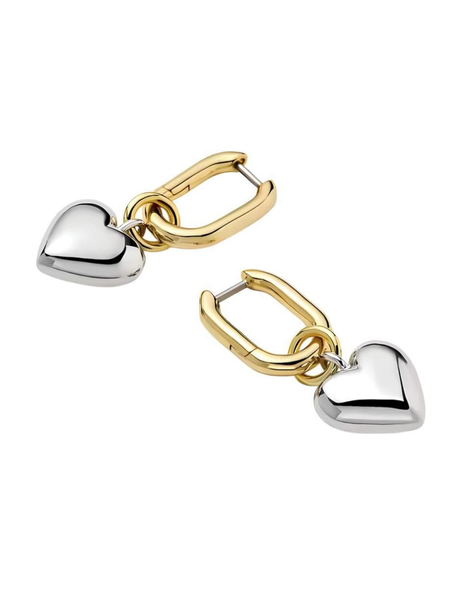 Aretes de corazón de plata P 925 con acabado brillante