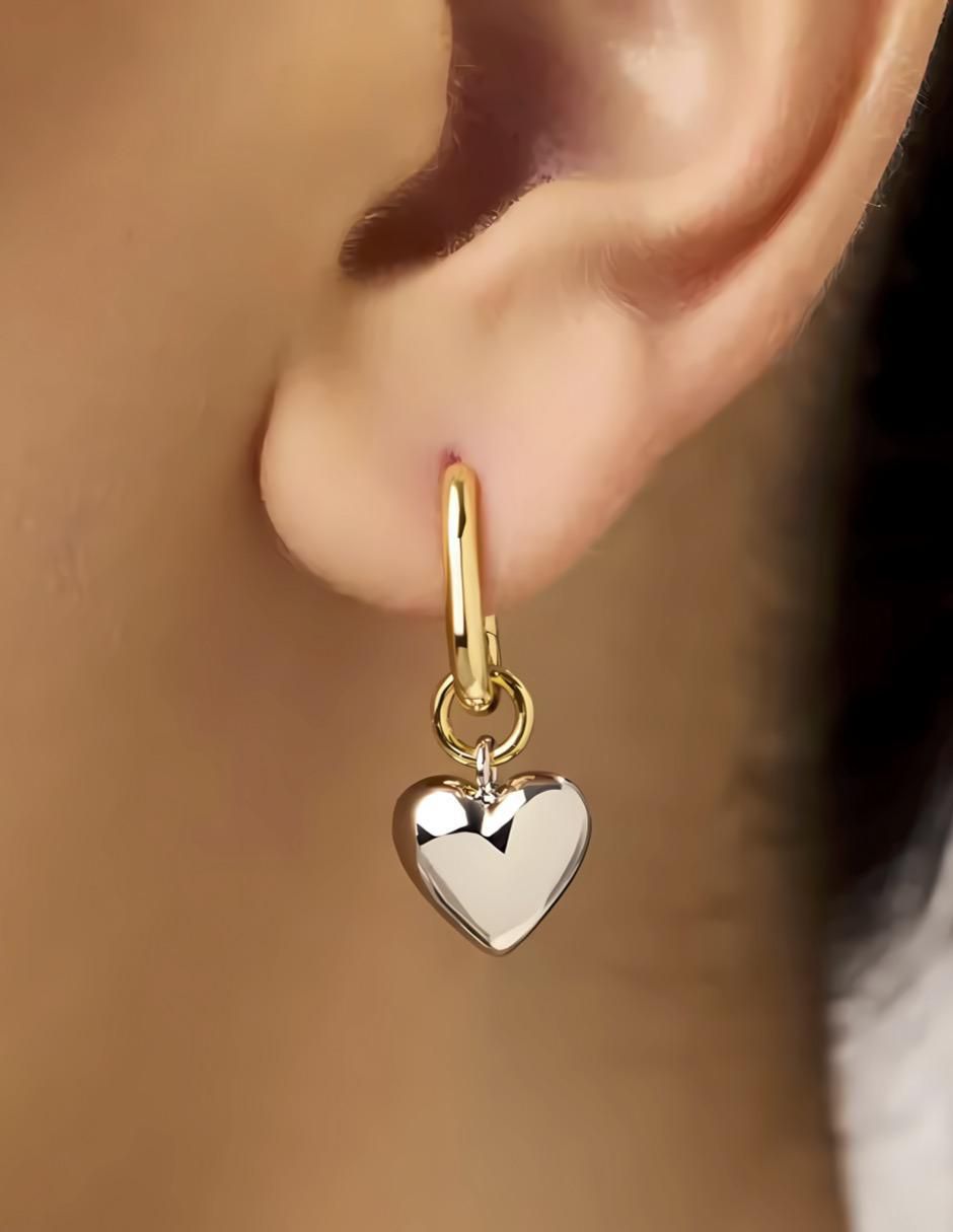 Aretes de corazón de plata P 925 con acabado brillante