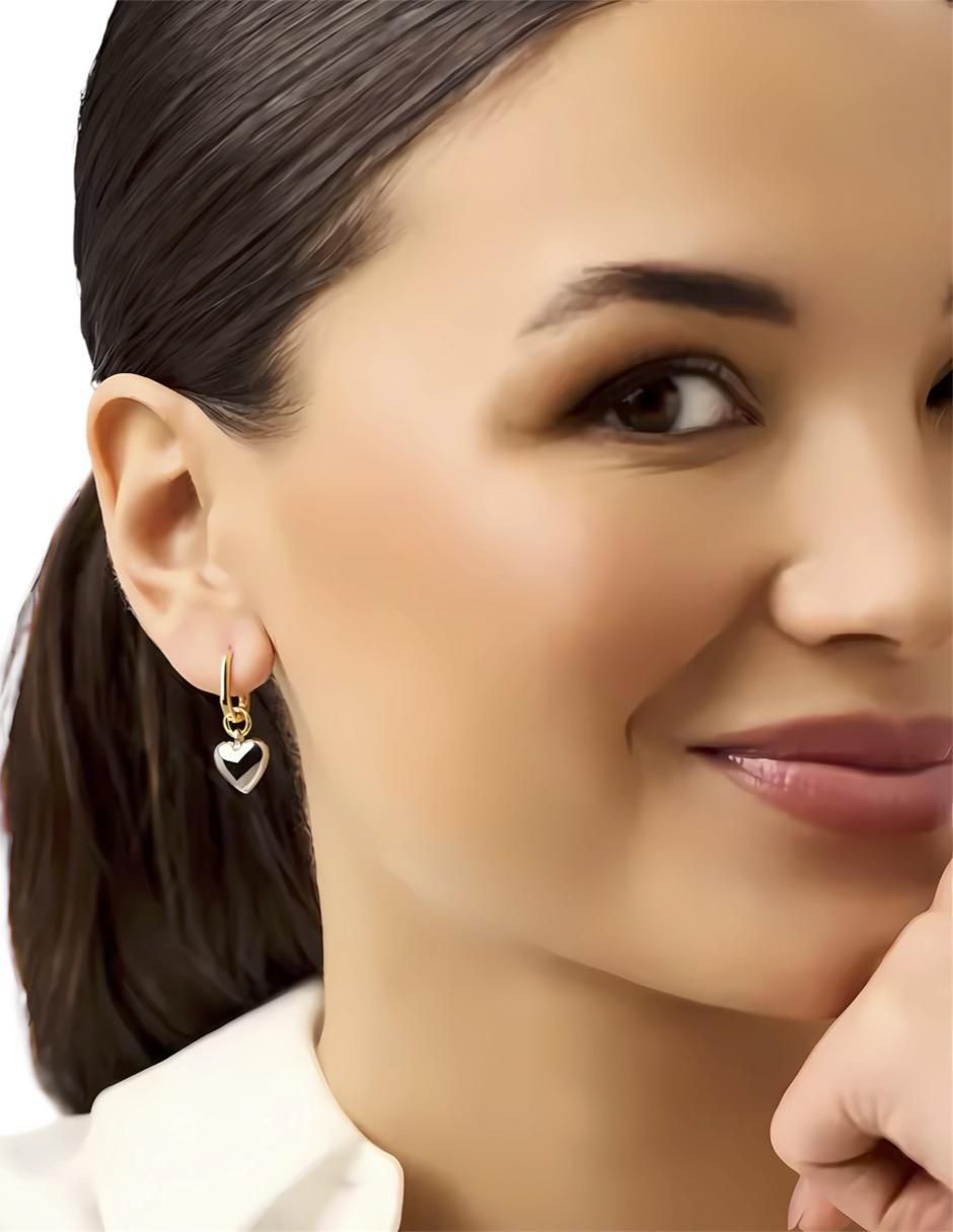 Aretes de corazón de plata P 925 con acabado brillante