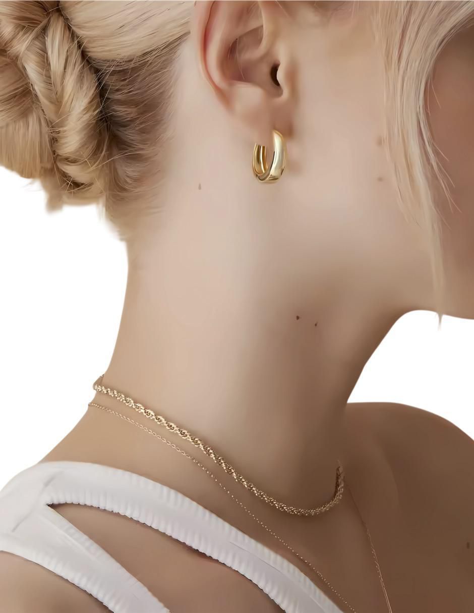 Aretes de aro de plata P 925 y 14 K con acabado chapa de oro 3