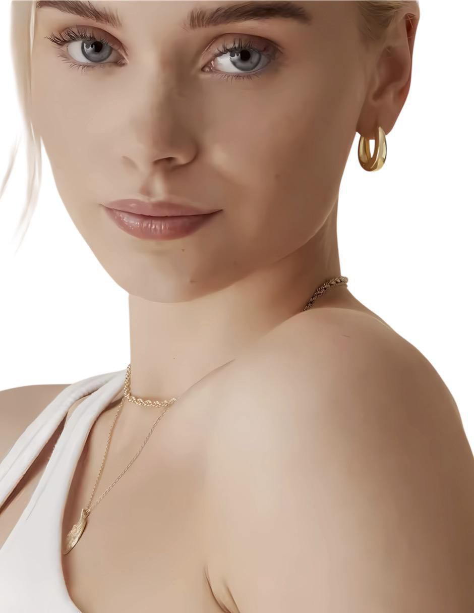 Aretes de aro de plata P 925 y 14 K con acabado chapa de oro 4