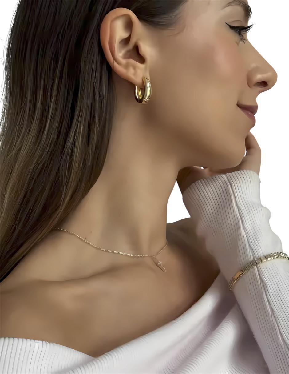 Aretes de aro de plata P 925 y 14 K con acabado chapa de oro 5