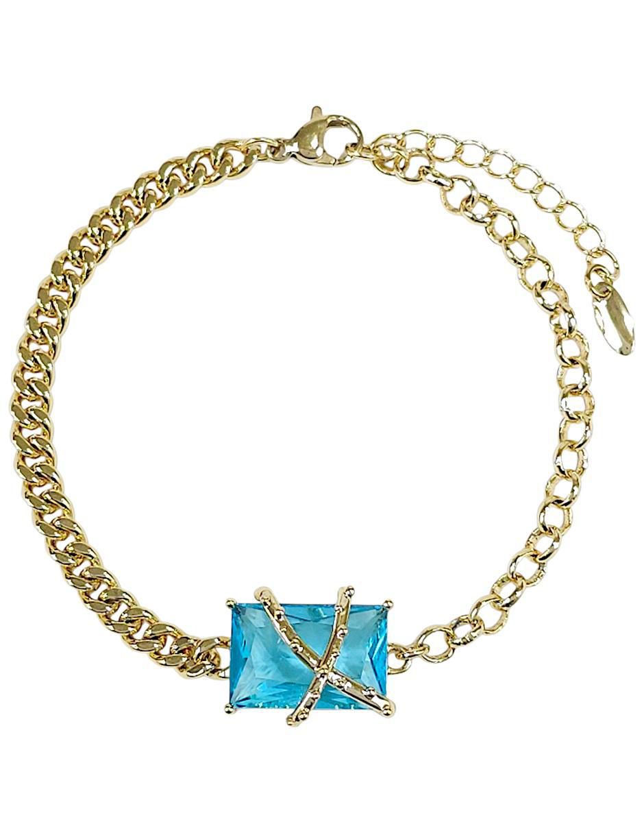 Pulsera con zirconia acabado baño de oro 18 K