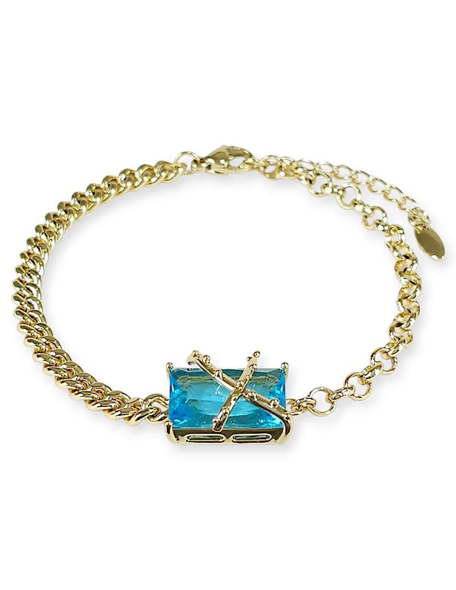 Pulsera con zirconia acabado baño de oro 18 K