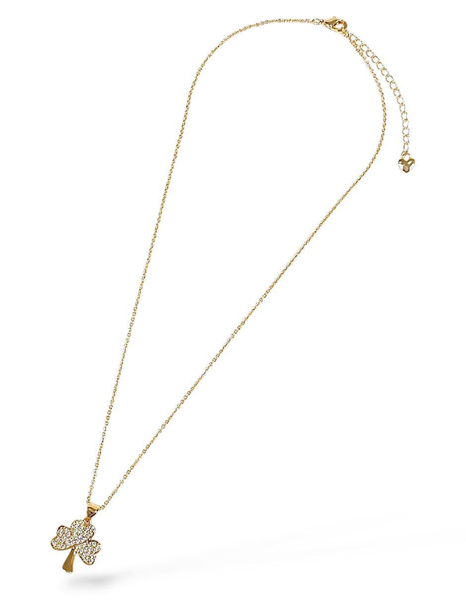 Aretes y collar de trébol 18 k zirconia