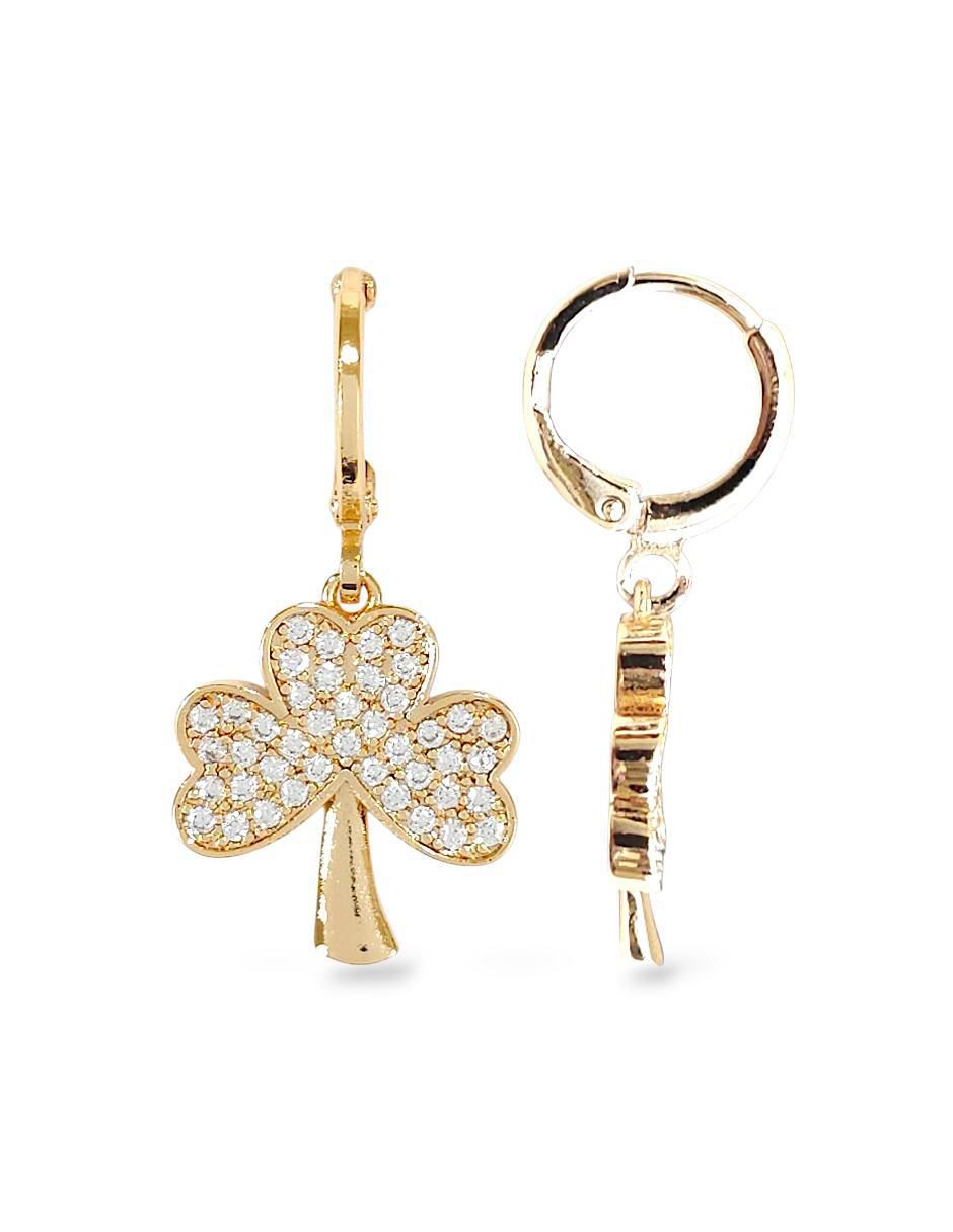 Aretes y collar de trébol 18 k zirconia 5
