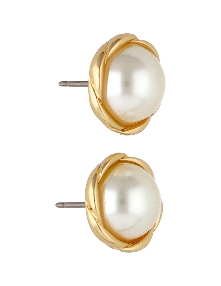 Aretes cortos circulares Anne Klein con acabado pulido