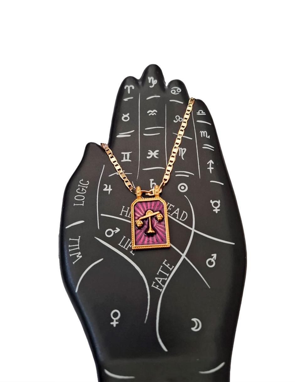 Collar con dije de signo zodiacal CONSTELACIONES de oro laminado 10 K