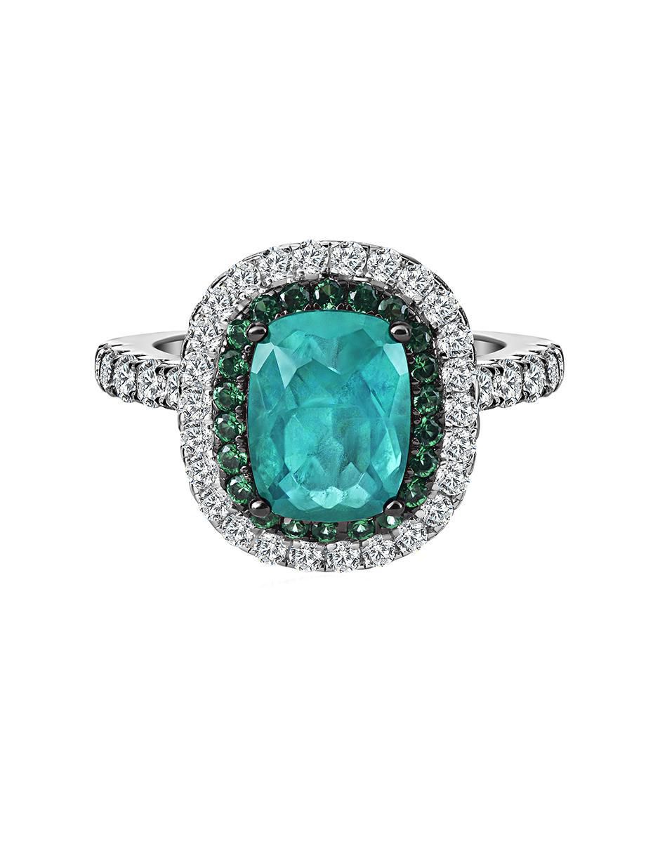 Anillo P 925 de plata turmalina pavé Anillo P 925 de plata turmalina pavé