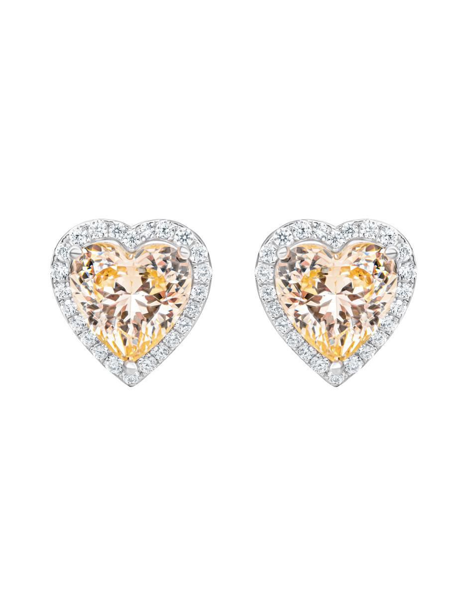 Broqueles de corazón de plata P 925 con acabado brillante