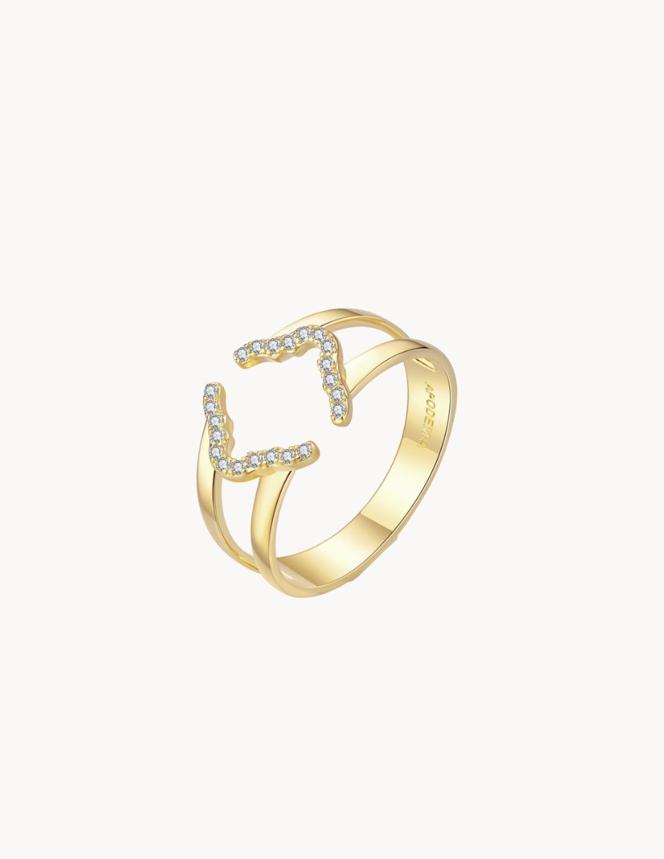 Anillo de hebilla Olivia Wild 18 k circonita baño de oro