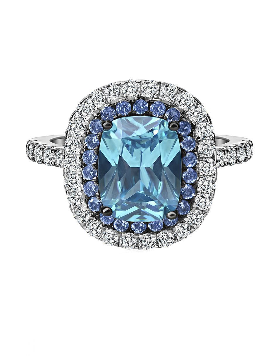 Anillo P 925 de plata topacio pavé