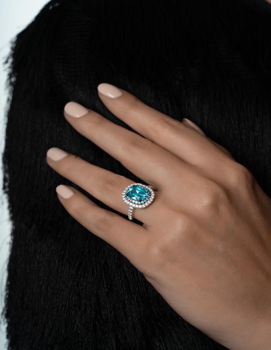 Anillo P 925 de plata topacio pavé 4