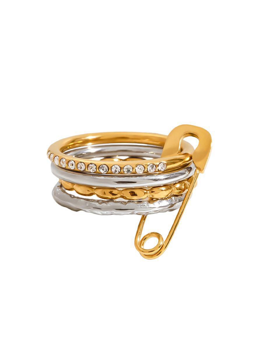 Anillo 10 k de oro laminado zirconia pulido