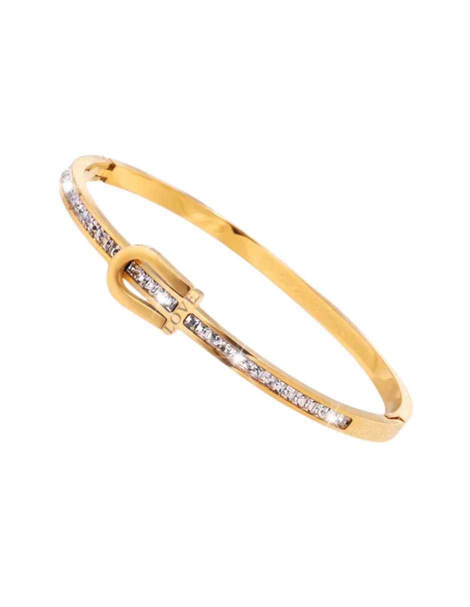 Brazalete de oro laminado con zirconia 8 K acabado pulido Brazalete de oro laminado con zirconia 8 K acabado pulido