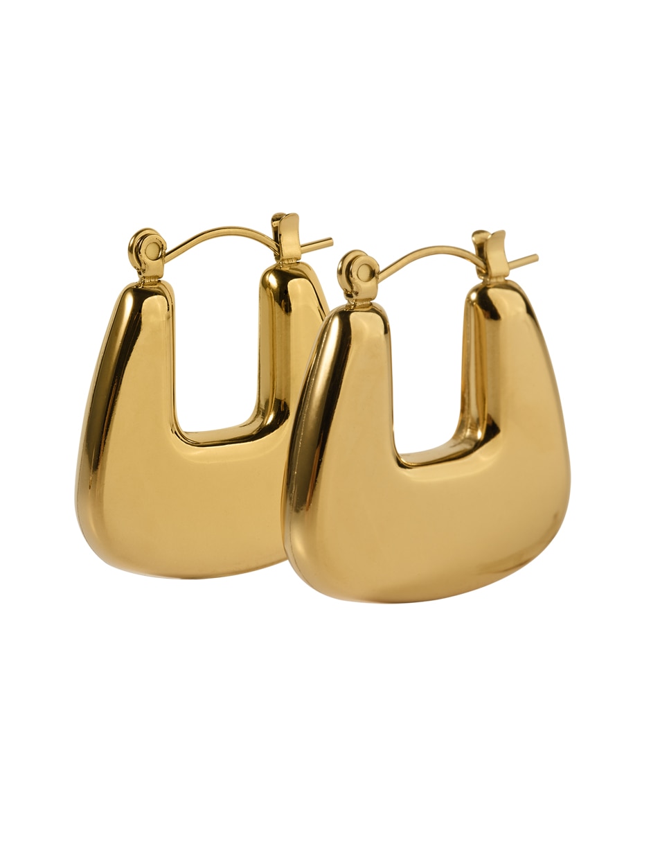 Arracadas cuadradas con acabado baño de oro 14 k