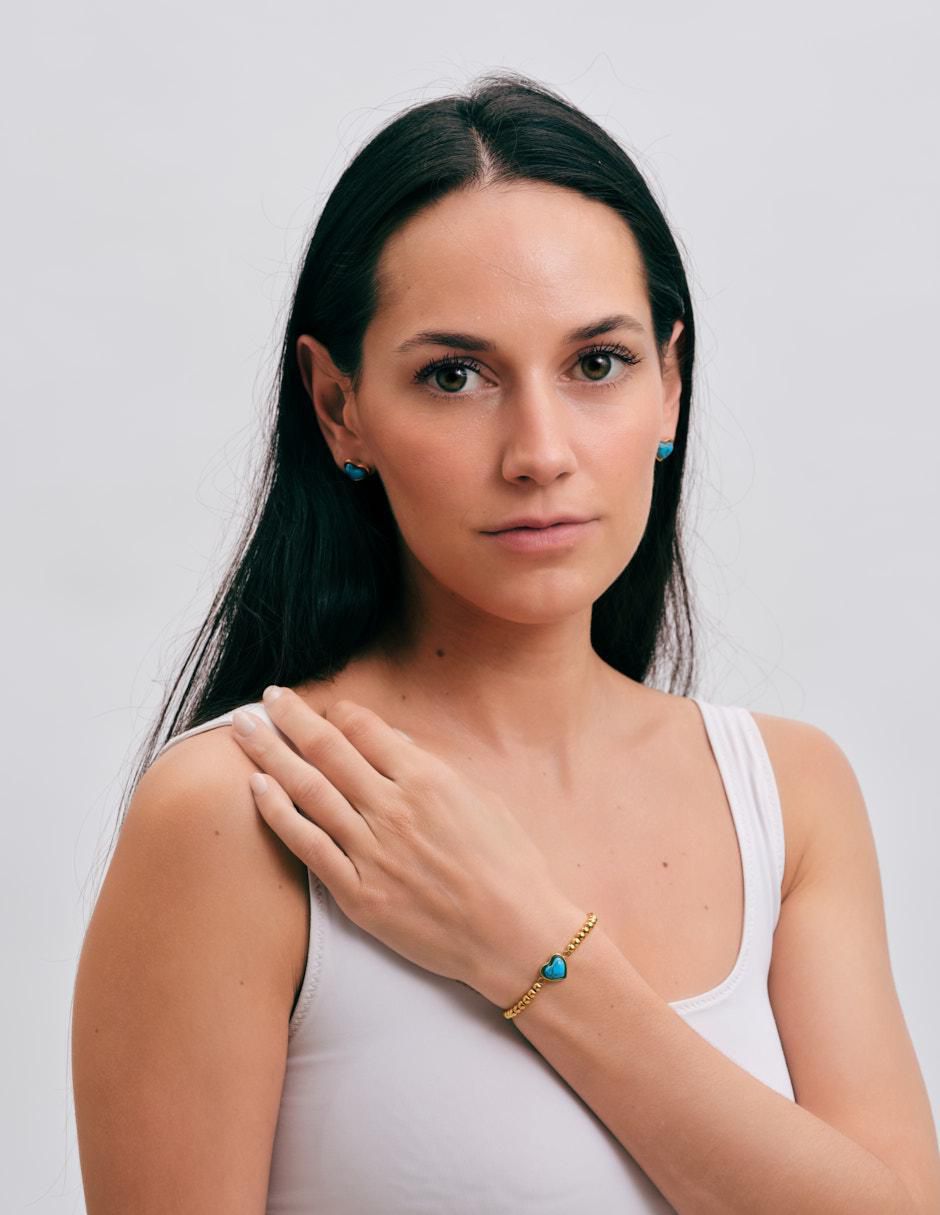 Pulsera con cuarzo 14 k Nadia con acabado baño de oro 4