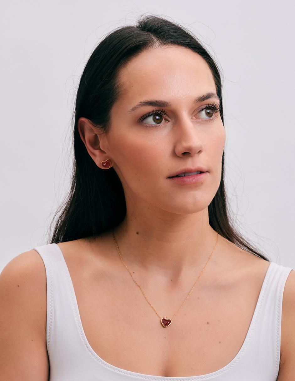 Aretes y collar de corazón Nadia 14 k cuarzo 7