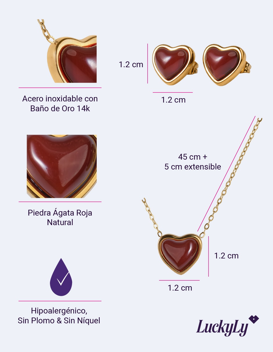 Collar de corazón luckyly de baño de oro 14 k