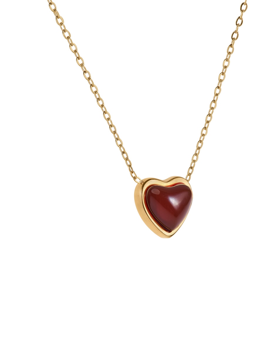 Collar de corazón luckyly de baño de oro 14 k