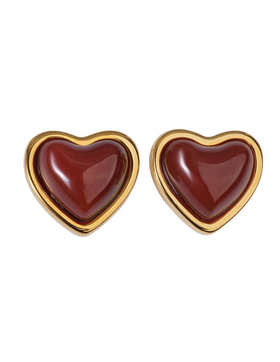 Broqueles de corazón con acabado baño de oro 14 K cuarzo 5