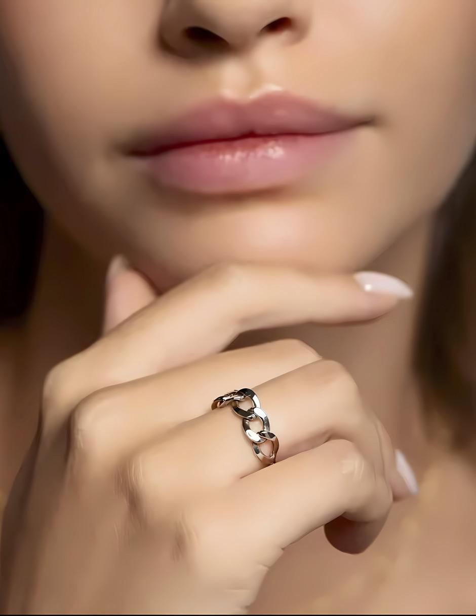 Anillo de cadena Mink P 925 de plata brillante