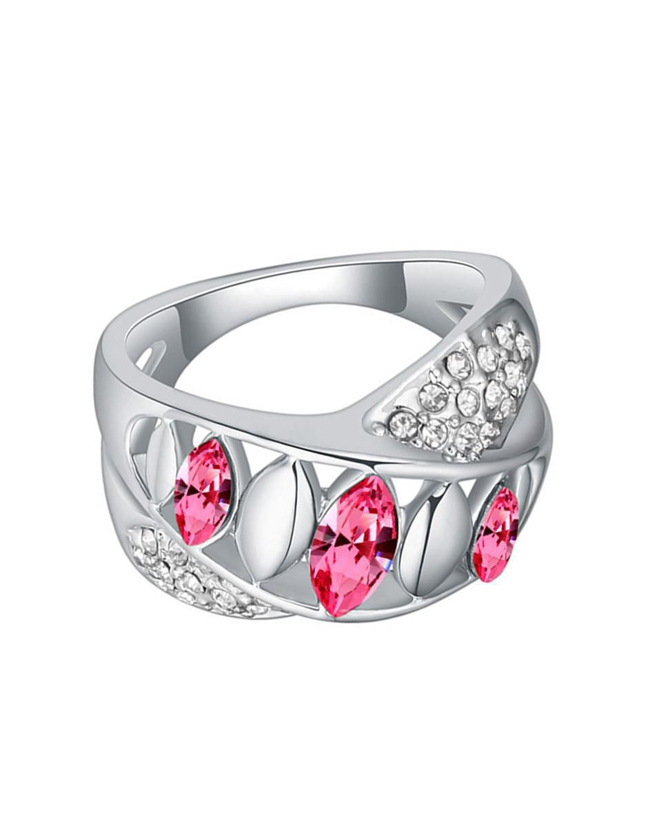 Anillo multi gemas ovalado Fashion 18 k cristal baño de oro blanco Anillo multi gemas ovalado Fashion 18 k cristal baño de oro blanco