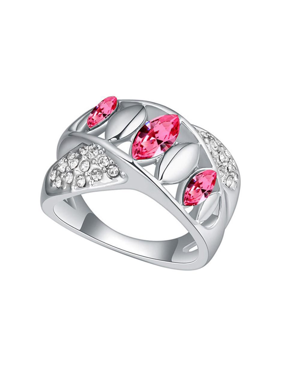 Anillo multi gemas ovalado Fashion 18 k cristal baño de oro blanco 2