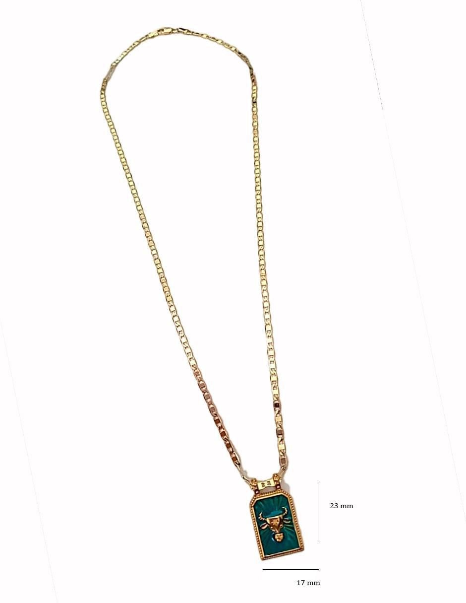 Collar con dije de signo zodiacal de oro laminado 10 K
