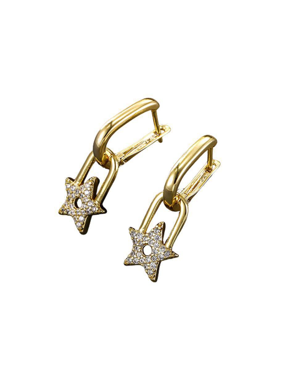 Aretes de estrella de oro laminado 9 k con acabado pulido 3