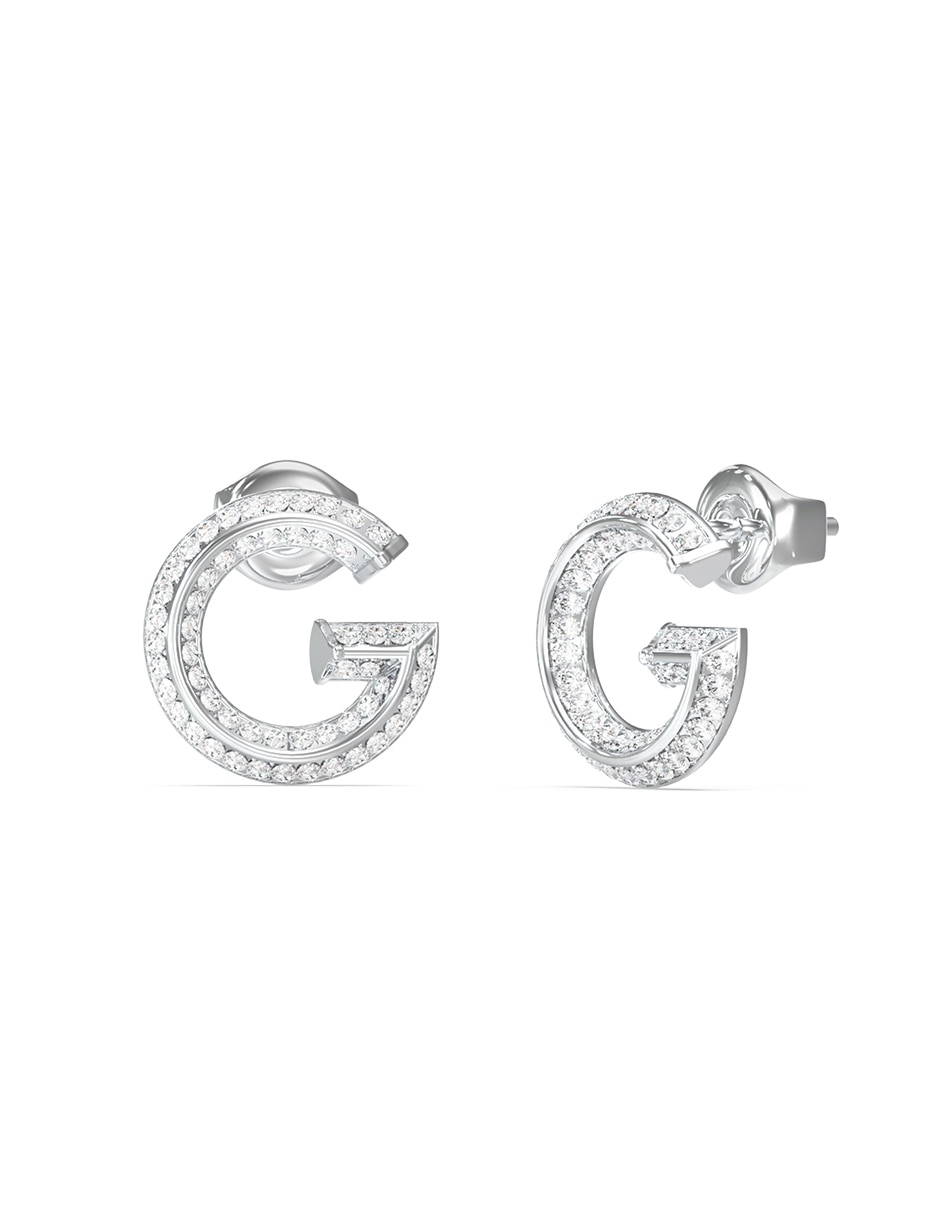 Aretes cortos letra G Crystal con acabado pavé circonita 1