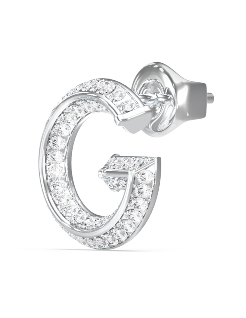 Aretes cortos letra G Crystal con acabado pavé circonita 2