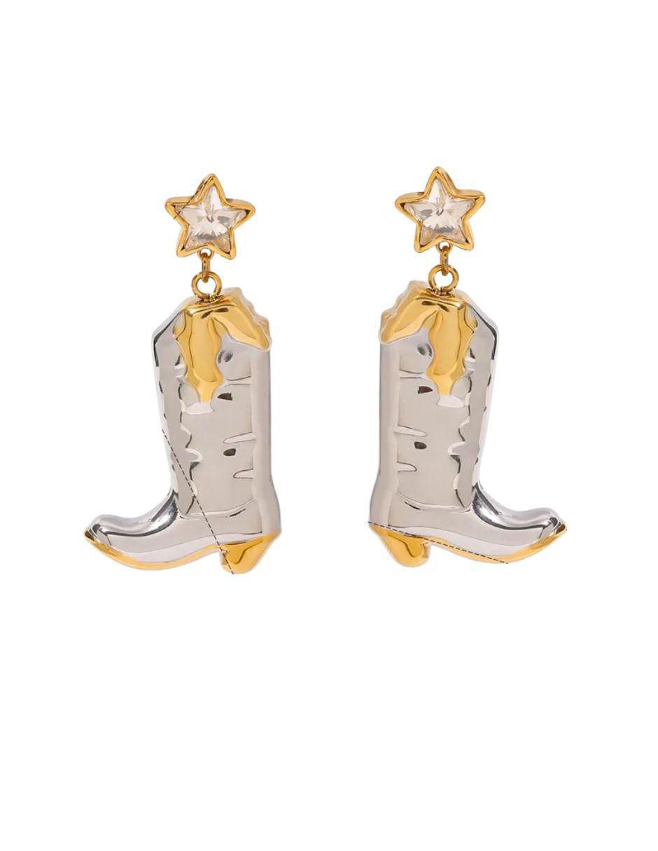 Aretes de bota de oro laminado 9 k con acabado pulido
