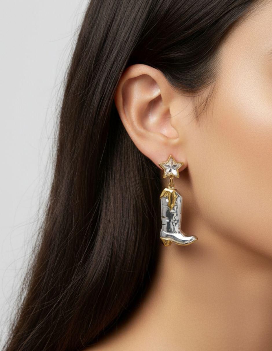 Aretes de bota de oro laminado 9 k con acabado pulido 3