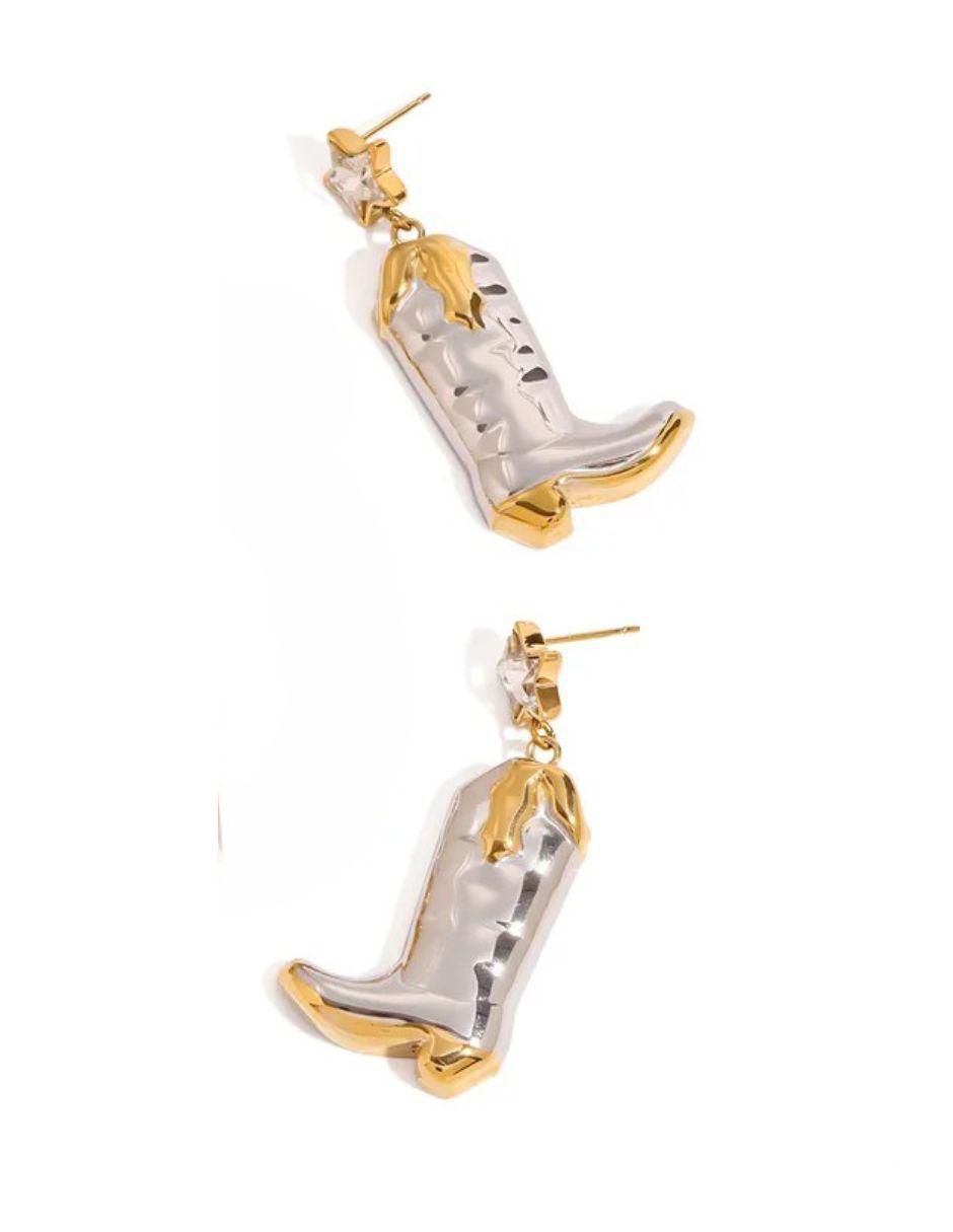 Aretes de bota de oro laminado 9 k con acabado pulido 4