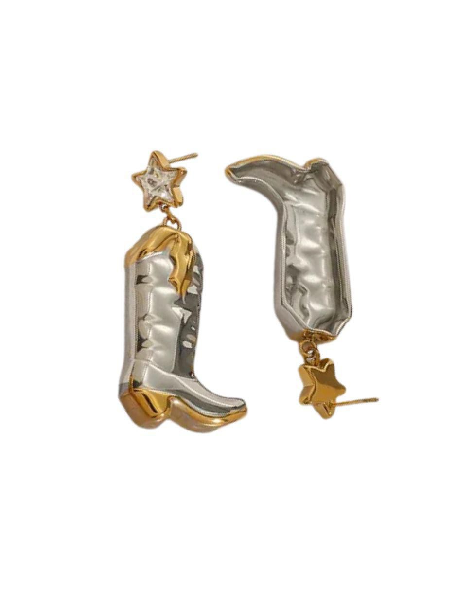 Aretes de bota de oro laminado 9 k con acabado pulido 5