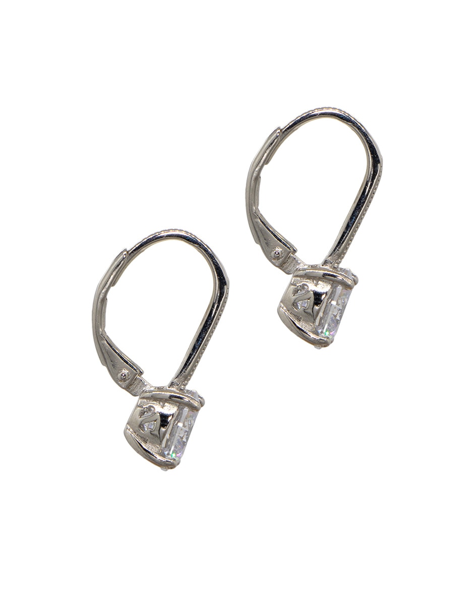 Aretes círculares de plata P 925 con acabado baño rodio zirconia 5