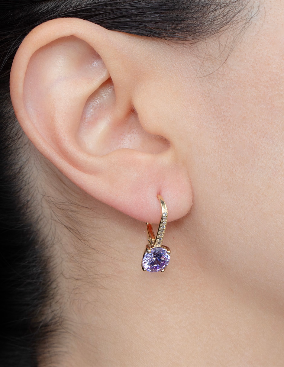 Aretes circulares de plata P 925 con acabado pavé 4