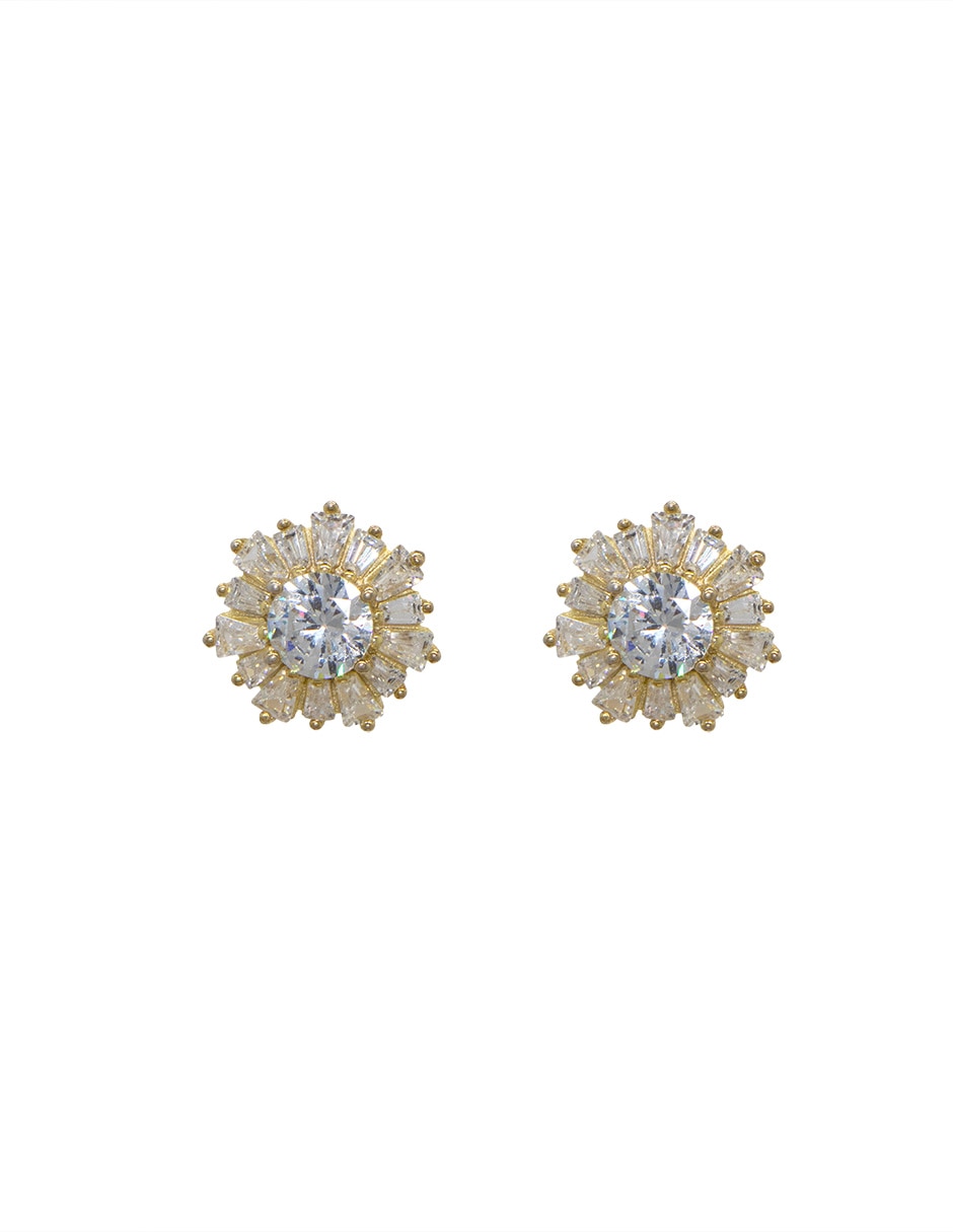Broqueles de flor Carré de plata P 925 con acabado pavé zirconia 1