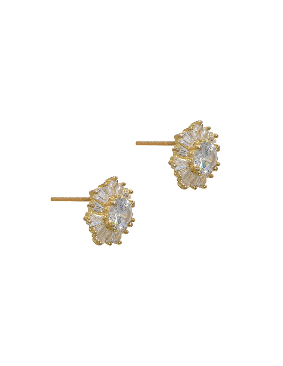 Broqueles de flor Carré de plata P 925 con acabado pavé zirconia 2