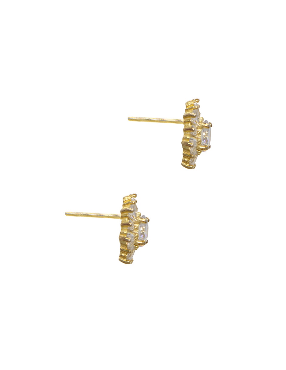 Broqueles de flor Carré de plata P 925 con acabado pavé zirconia 3