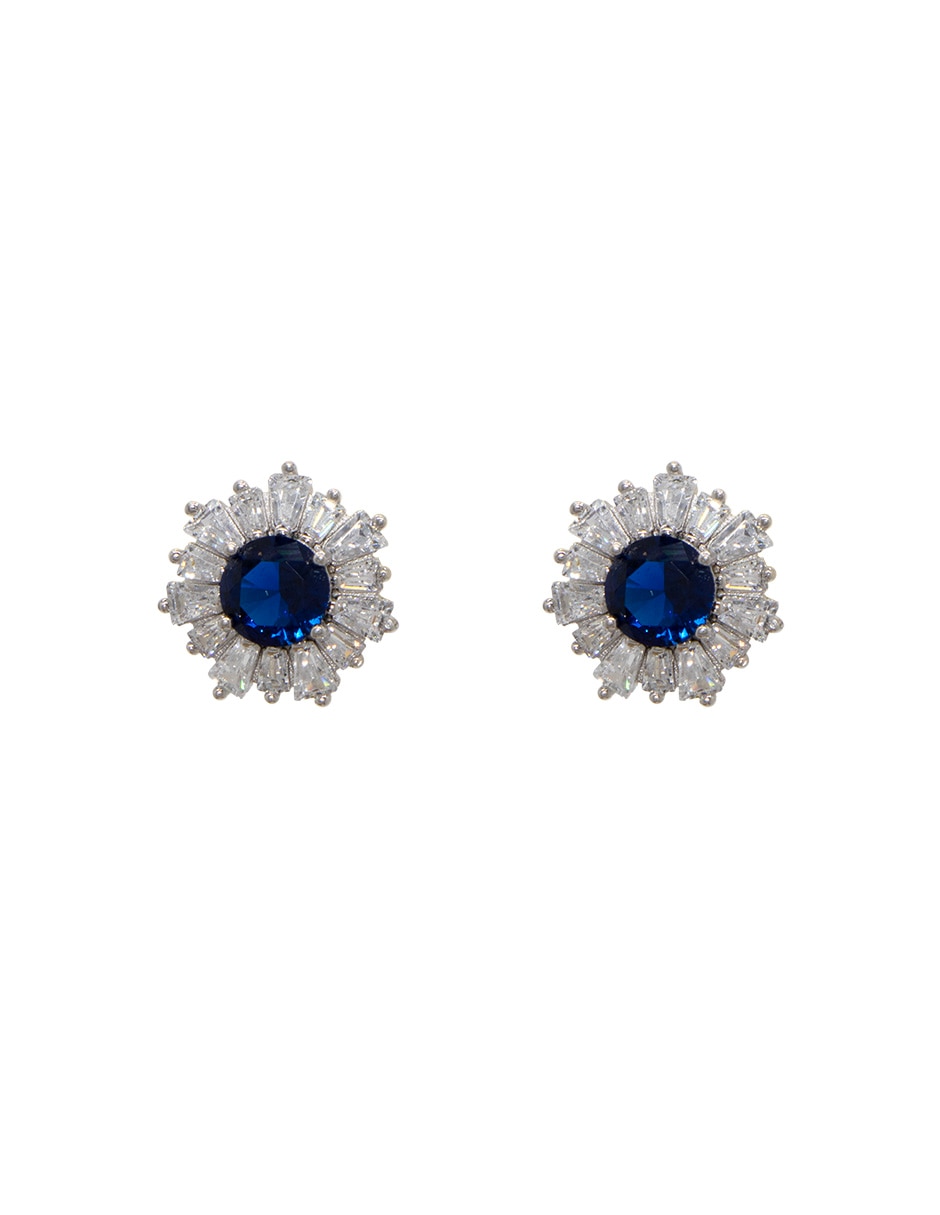 Broqueles de flor de plata P 925 con acabado baño de rodio