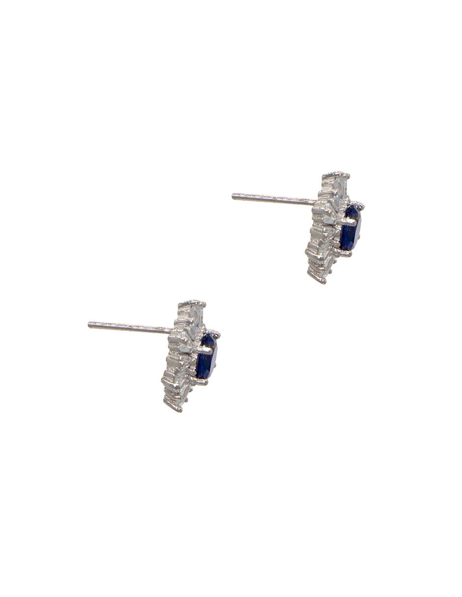 Broqueles de flor de plata P 925 con acabado baño de rodio 3