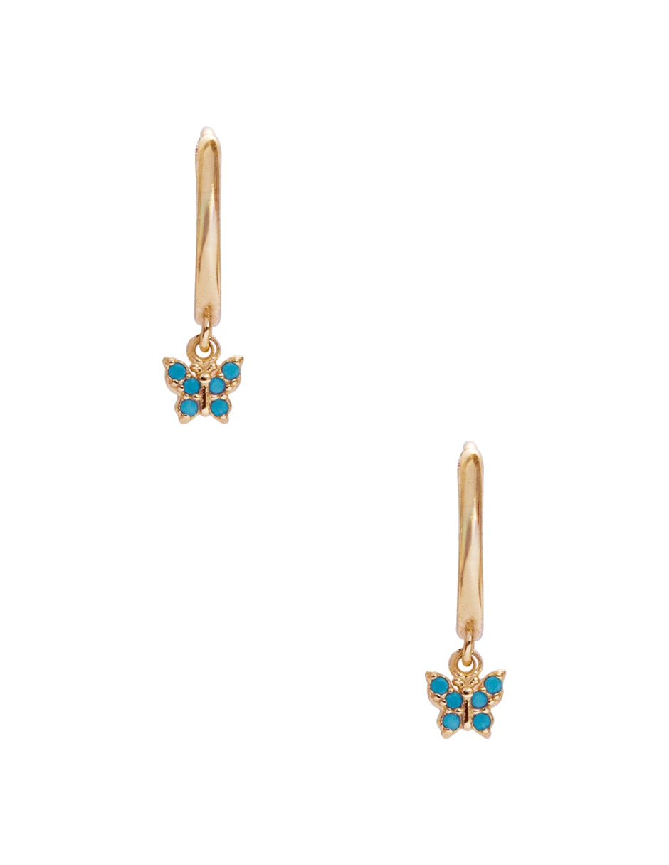 Aretes cortos de mariposa de plata P 925 con acabado pulido zirconia cúbica 1