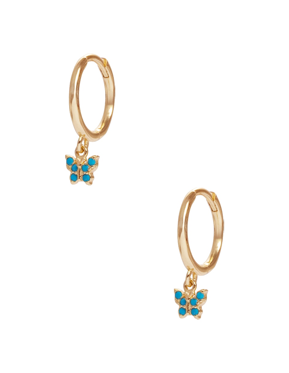 Aretes cortos de mariposa de plata P 925 con acabado pulido zirconia cúbica 2