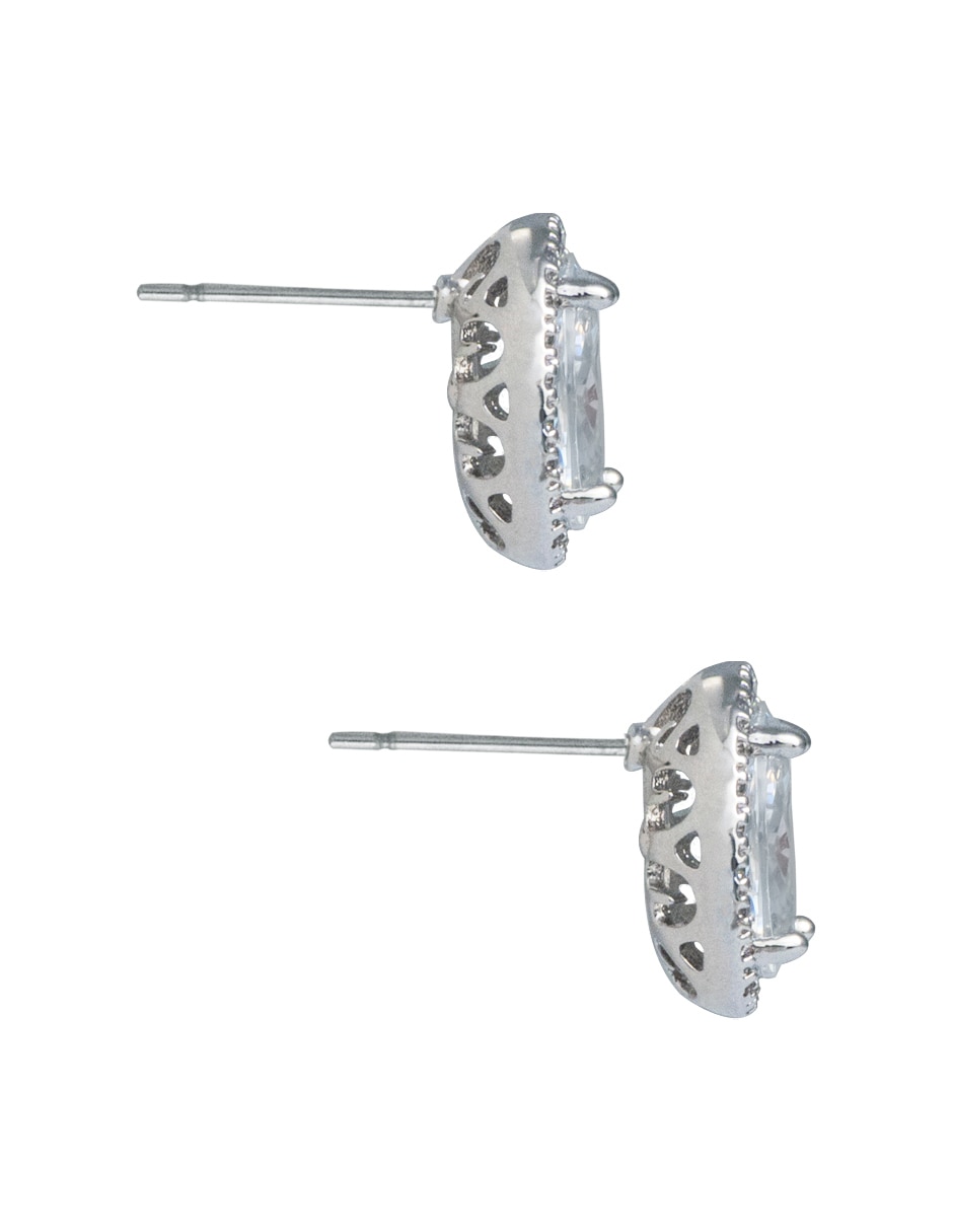 Aretes de óvalo con acabado baño rodio zirconia 6