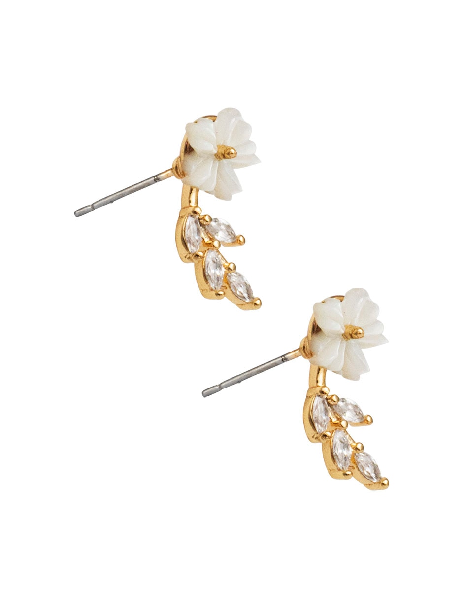 Aretes de flor con acabado pavé madre perla 2