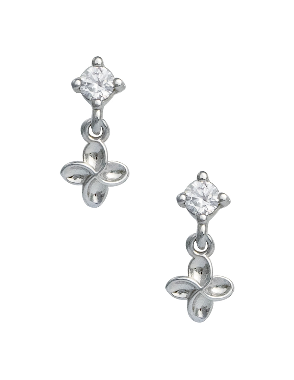 Aretes cortos de flor zirconia cúbica 1