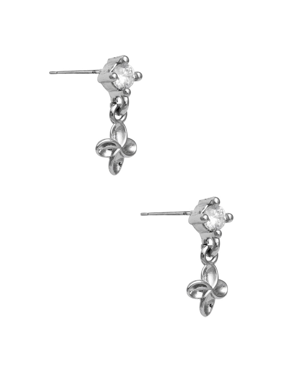 Aretes cortos de flor zirconia cúbica 2